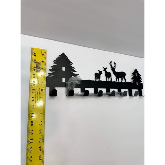 Rustic Deer Wall Hook Rack Metal Entryway Coat Key Hanger 8 Hooks - Picture 3 of 3